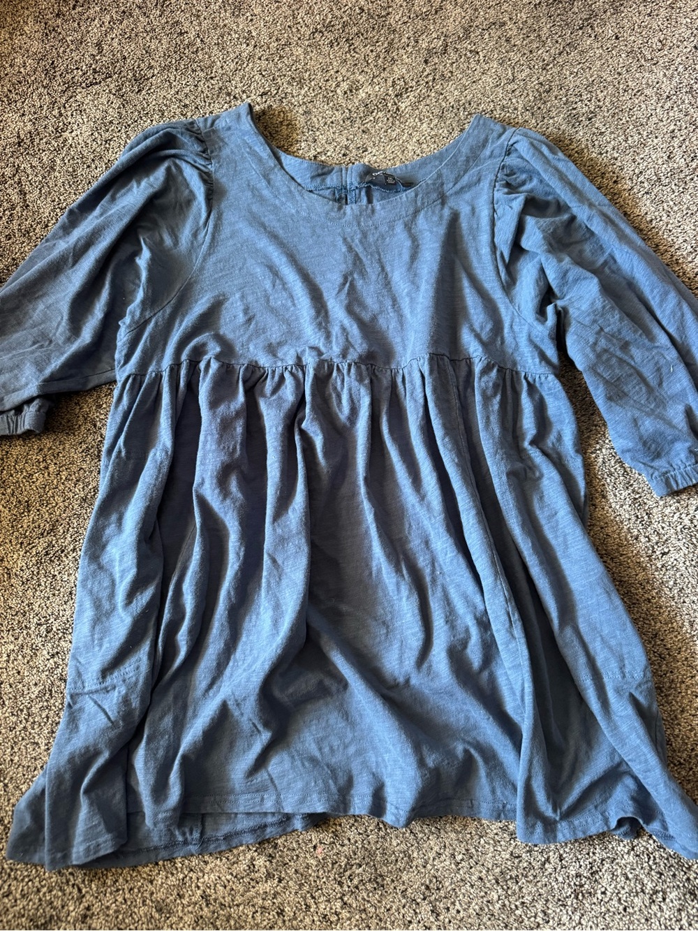 DAVI & DANI Dusty Blue Peplum Scoop Neck Tunic